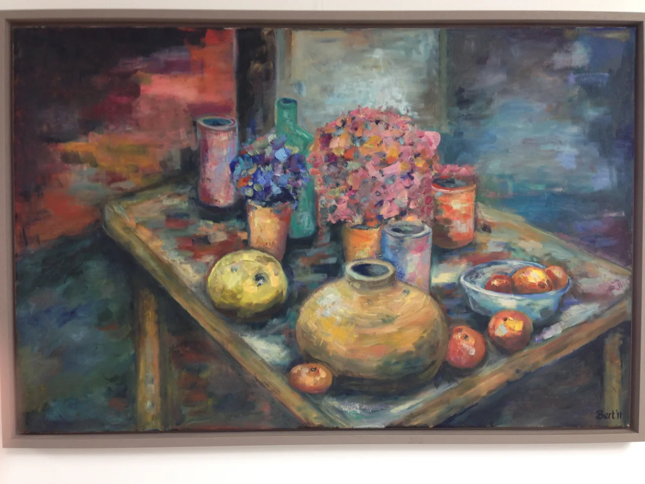 Schilderij: Potten op tafel